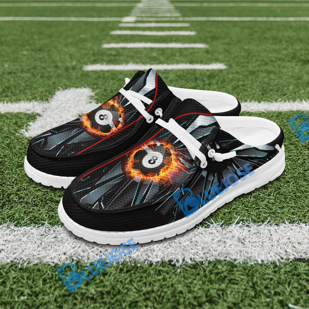 BlueJose Billiards Ball 8 Fire Broken Glass Mesh Dude Shoes (4 Colors)