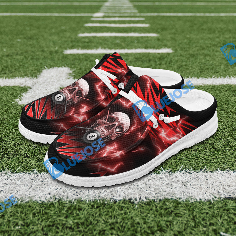 BlueJose Billiards Ball 8 Deadly Thunder Skull Mesh Dude Shoes (6 Colors)