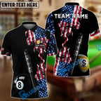 BlueJoses Billiards Ball 8 & 9 American Flag Smoke Deep Fantasy Customized Name, Team Name 3D Shirt
