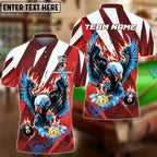 BlueJose Billiards Ball 8 & 9 Flame Soaring Eagle American Flag Customized Name, Team Name 3D Shirt (6 Colors)