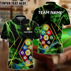BlueJose Billiards Ball 9 Black Thunder Lightning Customized Name, Team Name 3D Shirt (6 Colors)