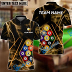 BlueJose Billiards Ball 9 Black Thunder Lightning Customized Name, Team Name 3D Shirt (6 Colors)