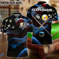 BlueJoses Billiards Ball 8 & 9 American Flag Cross Cue Customized Name, Team Name 3D Shirt