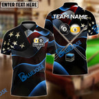 BlueJoses Billiards Ball 8 & 9 American Flag Cross Cue Customized Name, Team Name 3D Shirt