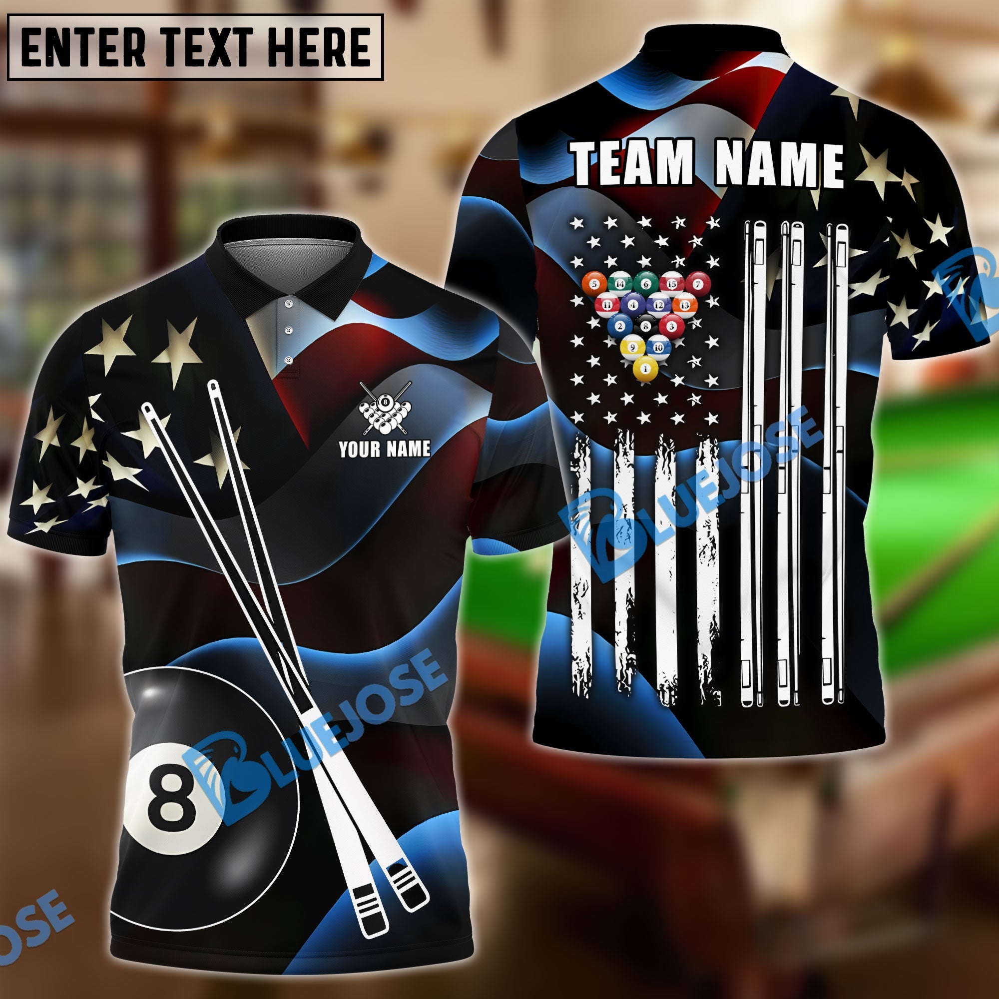BlueJoses Billiards Ball 8 Magic Flag Rack Customized Name, Team Name 3D Shirt