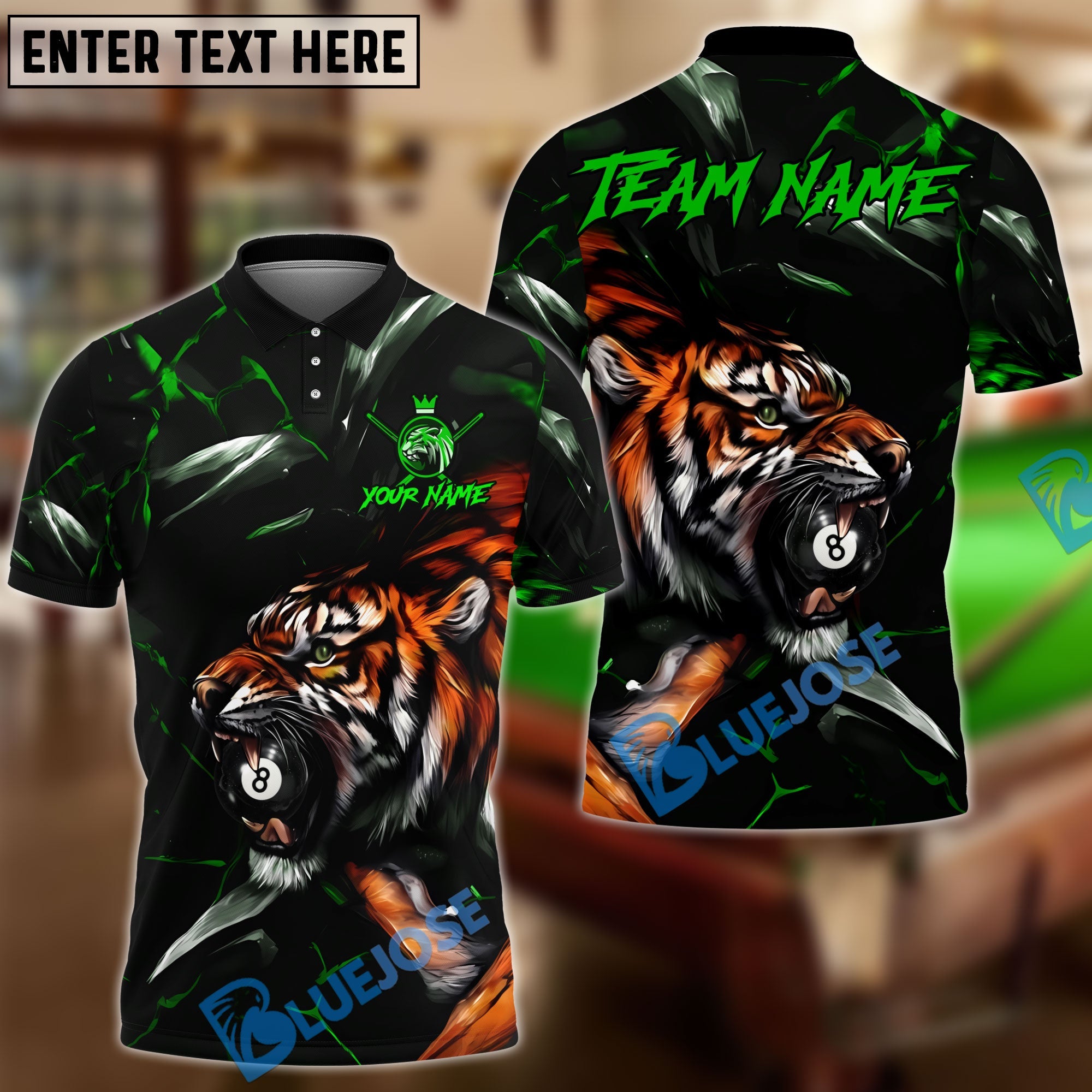 BlueJose Billiards 8 Ball Tiger King Customized Name, Team Name 3D Shirt (6 Colors)