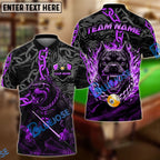 BlueJose Billiards 9-Ball Pitbull Flame Chain Personalized Name Shirt (4 Colors)