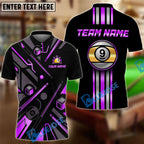 BlueJose Billiards Gold 9 Ball Elite Customized Name, Team Name 3D Shirt (6 Colors)