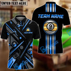 BlueJose Billiards Gold 9 Ball Elite Customized Name, Team Name 3D Shirt (6 Colors)