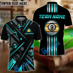 BlueJose Billiards Gold 9 Ball Elite Customized Name, Team Name 3D Shirt (6 Colors)