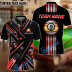 BlueJose Billiards Gold 9 Ball Elite Customized Name, Team Name 3D Shirt (6 Colors)