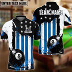BlueJose Billiards 8 Ball American Flag Striped Colorful Customized Name, Team Name 3D Shirt (6 Colors)