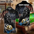 BlueJose Billiards Ball 9 Reaper Bullet Hole US Flag Personalized Shirt (2 Colors)