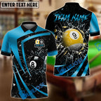 BlueJose Billiards 8 Ball & 9 Ball Metallic Break Glass Customized Name, Team Name 3D Shirt (6 Colors)