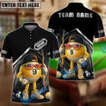 BlueJose Billiards 9 Ball Funny Character Swirl Customized Name, Team Name 3D Shirt (6 Colors)