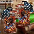 BlueJose Billiards 8 Ball Pride Flame Eagle Of America Grunge Brick Wall Personalized Name Shirt (4 Colors)