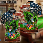 BlueJose Billiards 8 Ball Pride Flame Eagle Of America Grunge Brick Wall Personalized Name Shirt (4 Colors)