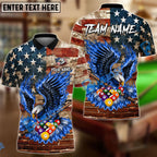 BlueJose Billiards 8 Ball Pride Flame Eagle Of America Grunge Brick Wall Personalized Name Shirt (4 Colors)