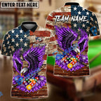 BlueJose Billiards 8 Ball Pride Flame Eagle Of America Grunge Brick Wall Personalized Name Shirt (4 Colors)