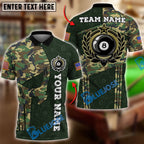 BlueJose Billiards 8 Ball Punisher Skull Camo Round Logo Personalized Name Shirt (4 Colors)