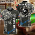 BlueJose Billiards 8 Ball Punisher Skull Camo Round Logo Personalized Name Shirt (4 Colors)