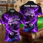 BlueJose Billiards 8 Ball Alpha Strike Lightning Wolf Personalized Name Shirt (4 Colors)
