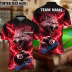 BlueJose Billiards 8 Ball Alpha Strike Lightning Wolf Personalized Name Shirt (4 Colors)