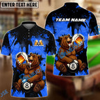 BlueJose Billiards Ball 8 Happy Beer Bear Customized Name, Team Name 3D Shirt (6 Colors)