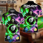 BlueJose Billiards Ball 8 & 9 & 10 Ice Smoke & Fire Reaper Skull Personalized Name Shirt (4 Colors)