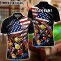 BlueJose Billiards 8 Ball American Flag Spinning Balls Torn Effect Design Personalized Shirt