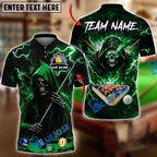 BlueJose Billiards 8 Ball Thunder Midnight Reaper Pool Master Customized Name, Team Name 3D Shirt (6 Colors)