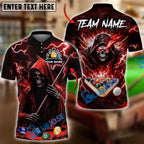 BlueJose Billiards 8 Ball Thunder Midnight Reaper Pool Master Customized Name, Team Name 3D Shirt (6 Colors)