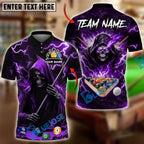 BlueJose Billiards 8 Ball Thunder Midnight Reaper Pool Master Customized Name, Team Name 3D Shirt (6 Colors)