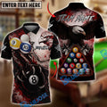 BlueJose Billiards Ball 8 Bloody Claw Personalized Name Shirt (4 Colors)