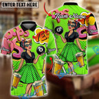 BlueJose Billiards 8 Ball Pin-up Beauty & Beer Retro Customized Name, Team Name 3D Shirt (6 Colors)