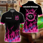 BlueJose Billiards Ball 8 Flaming Cross Cue Personalized Name Shirt (6 Colors)