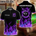 BlueJose Billiards Ball 8 Flaming Cross Cue Personalized Name Shirt (6 Colors)