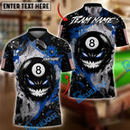 BlueJose Billiards Ball 8 Evil Fire Monster American Flag Personalized Name Shirt (4 Colors)