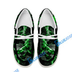 BlueJose Billiards Ball 8 Green Dark Material White Canvas Loafer Shoes