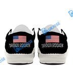 BlueJose Billiards 8 Ball Rack USA Eagle White Canvas Loafer Shoes