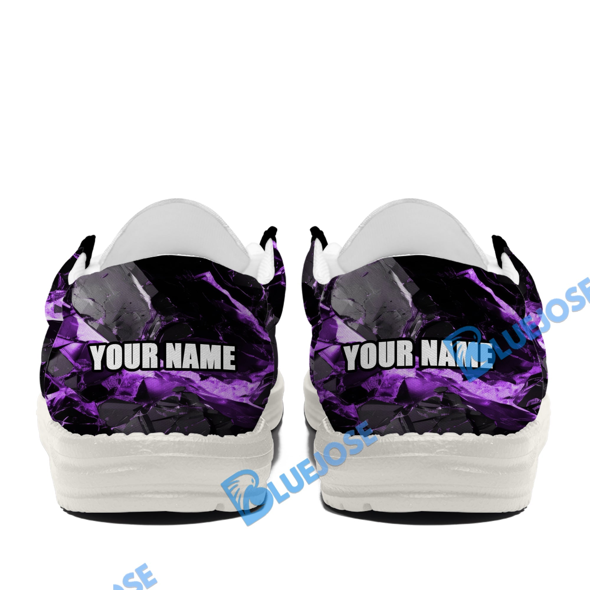 BlueJose Billiards Ball 8 Purple Dark Material White Canvas Loafer Shoes