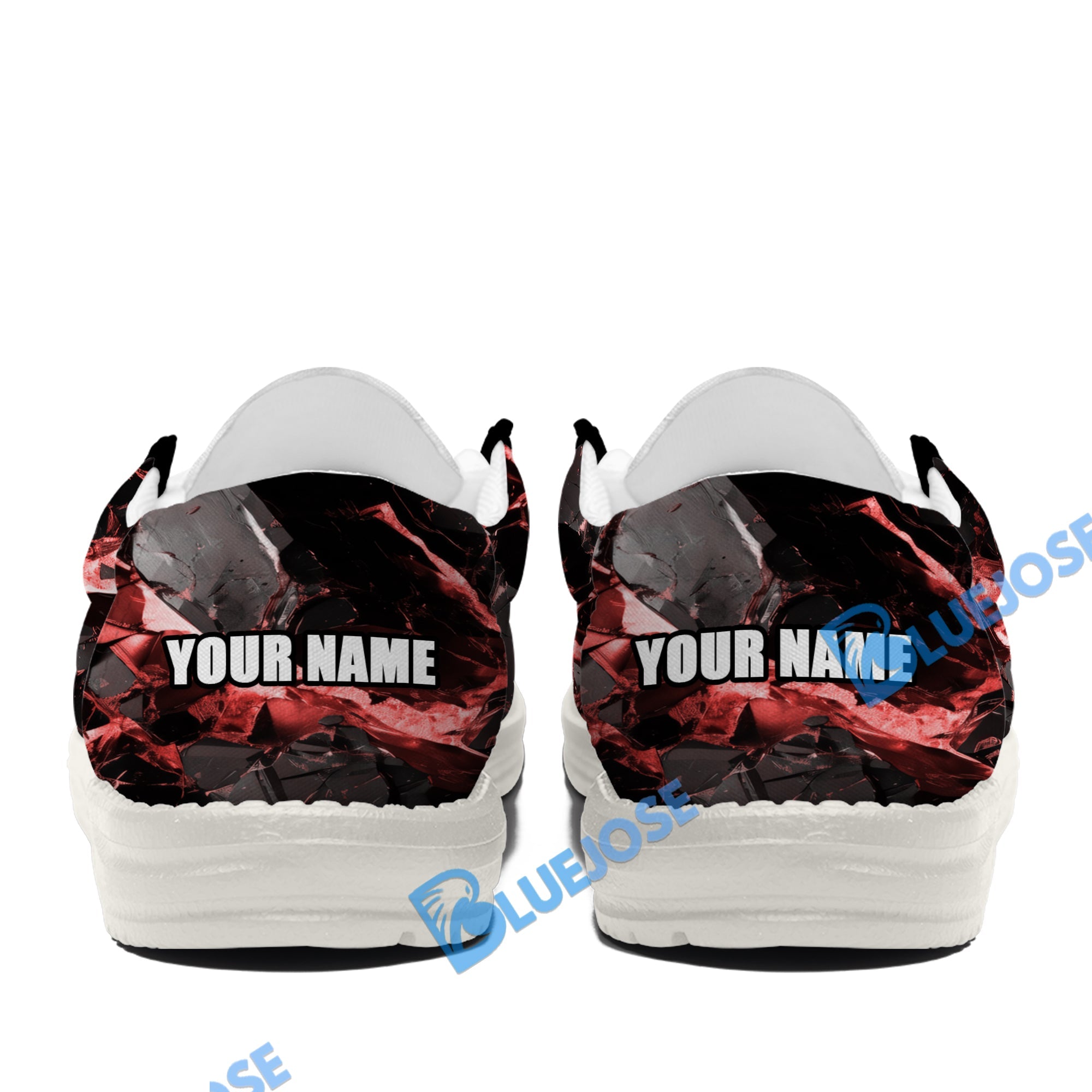 BlueJose Billiards Ball 8 Red Dark Material White Canvas Loafer Shoes