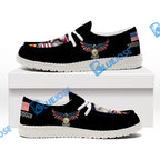 BlueJose Billiards 9 Ball Rack USA Eagle White Canvas Loafer Shoes