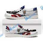 BlueJose Billiards Ball 8 Flame Eagle White Canvas Loafer Shoes