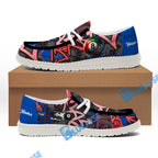 BlueJose Billiards Ball 8 Graffiti Street White Red Blue Canvas Loafer Shoes
