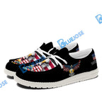 BlueJose Billiards 9 Ball Rack USA Eagle White Canvas Loafer Shoes