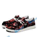 BlueJose Billiards Ball 8 Red Dark Material White Canvas Loafer Shoes