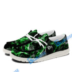 BlueJose Billiards Ball 8 Green Dark Material White Canvas Loafer Shoes