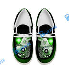 BlueJose Billiards Ball 8 Cross Eagle American Flag  White Canvas Loafer Shoes (4 Colors)