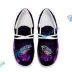 BlueJose Billiards Ball 8 Eagle US Flag Pattern 2 White Canvas Loafer Shoes (3 Colors)